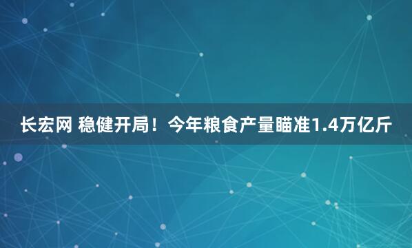 长宏网 稳健开局！今年粮食产量瞄准1.4万亿斤